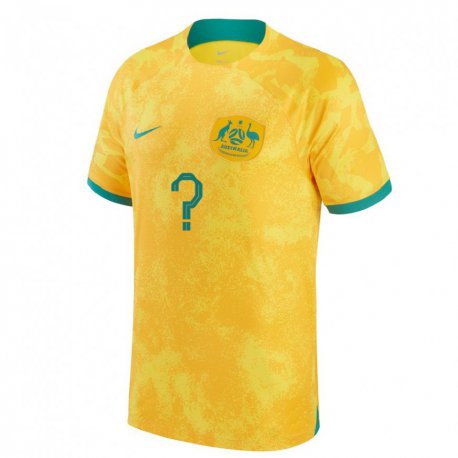 Kandiny Niño Camiseta Australia Su Nombre #0 Dorado 1ª Equipación 22-24 La Camisa