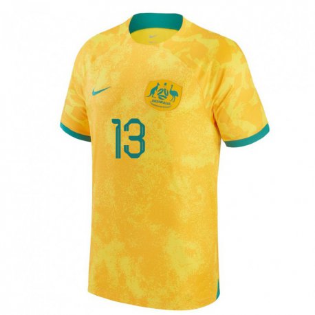 Kandiny Bambino Maglia Australia Aaron Mooy #13 D'oro Kit Gara Home 22-24 Maglietta