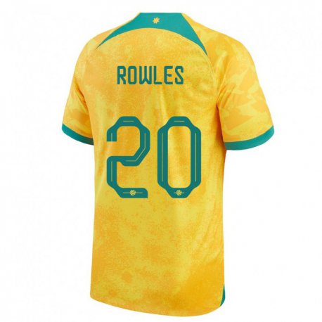 Kandiny Bambino Maglia Australia Kye Rowles #20 D'oro Kit Gara Home 22-24 Maglietta