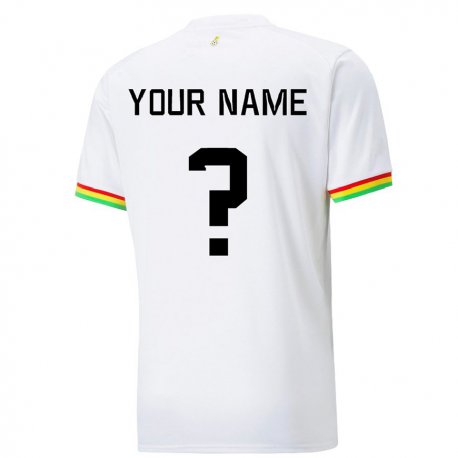 Kandiny Bambino Maglia Ghana Il Tuo Nome #0 Bianco Kit Gara Home 22-24 Maglietta