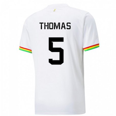 Kandiny Kinderen Ghanees Thomas Partey #5 Wit Thuisshirt Thuistenue 22-24 T-shirt België