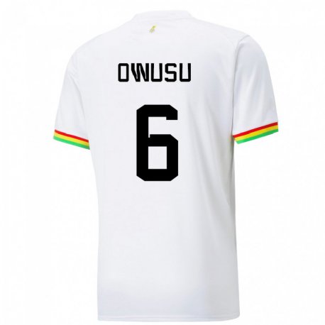 Kandiny Bambino Maglia Ghana Elisha Owusu #6 Bianco Kit Gara Home 22-24 Maglietta