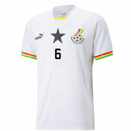 Kandiny Niño Camiseta Ghana Elisha Owusu #6 Blanco 1ª Equipación 22-24 La Camisa