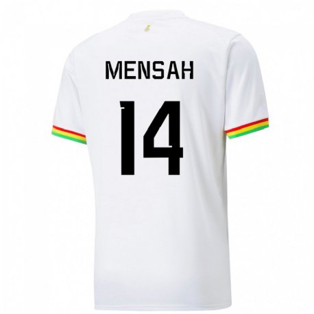 Kandiny Niño Camiseta Ghana Gideon Mensah #14 Blanco 1ª Equipación 22-24 La Camisa