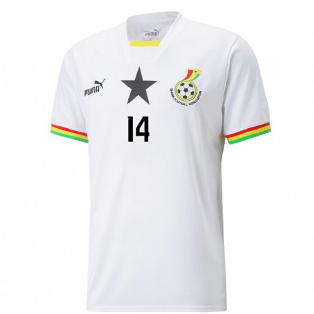 Kandiny Niño Camiseta Ghana Gideon Mensah #14 Blanco 1ª Equipación 22-24 La Camisa