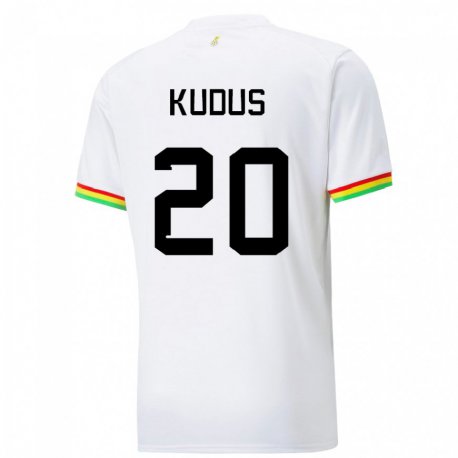 Kandiny Bambino Maglia Ghana Mohammed Kudus #20 Bianco Kit Gara Home 22-24 Maglietta