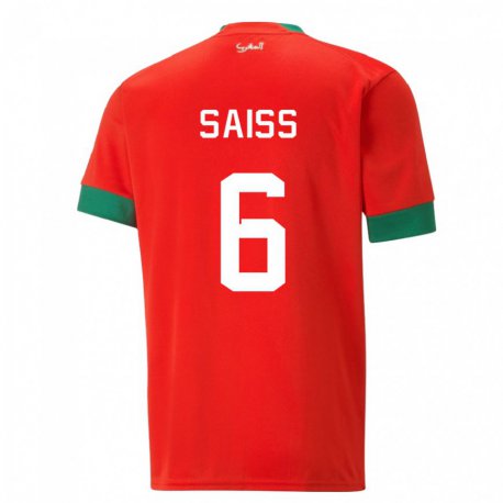 Kandiny Kinderen Marokkaans Romain Saiss #6 Rood Thuisshirt Thuistenue 22-24 T-shirt