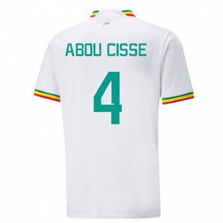 Kandiny Kinderen Senegalees Pape Abou Cisse #4 Wit Thuisshirt Thuistenue 22-24 T-shirt