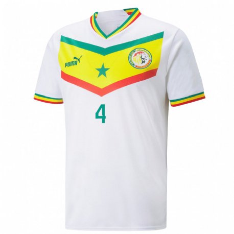 Kandiny Bambino Maglia Senegal Pape Abou Cisse #4 Bianco Kit Gara Home 22-24 Maglietta