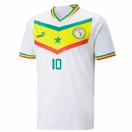 Kandiny Kinderen Senegalees Sadio Mane #10 Wit Thuisshirt Thuistenue 22-24 T-shirt België