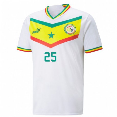 Kandiny Bambino Maglia Senegal Mamadou Loum #25 Bianco Kit Gara Home 22-24 Maglietta