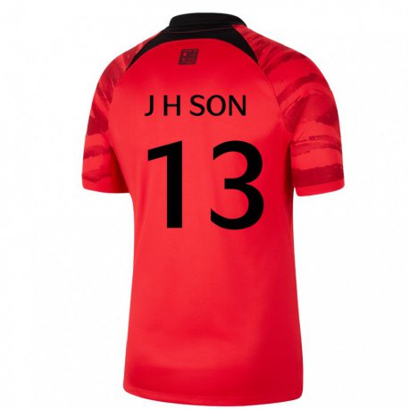 Kandiny Kinderen Zuid-koreaans Jun-ho Son #13 Rood Zwart Thuisshirt Thuistenue 22-24 T-shirt