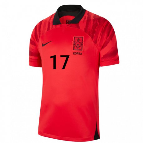 Kandiny Kinderen Zuid-koreaans Sang-ho Na #17 Rood Zwart Thuisshirt Thuistenue 22-24 T-shirt