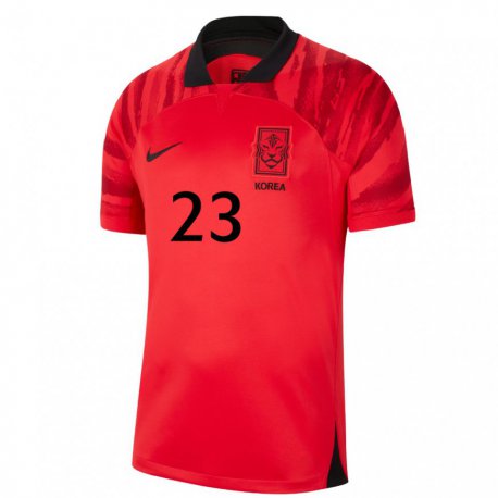 Kandiny Bambino Maglia Corea Del Sud Moon-hwan Kim #23 Rosso Nero Kit Gara Home 22-24 Maglietta