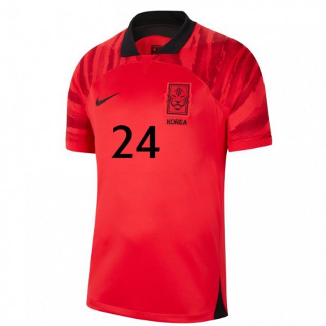 Kandiny Bambino Maglia Corea Del Sud Jong-gyu Yoon #24 Rosso Nero Kit Gara Home 22-24 Maglietta