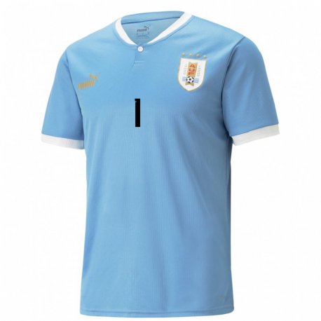 Kandiny Kinderen Uruguayaans Fernando Muslera #1 Blauw Thuisshirt Thuistenue 22-24 T-shirt