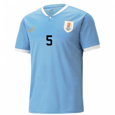 Kandiny Kinderen Uruguayaans Matias Vecino #5 Blauw Thuisshirt Thuistenue 22-24 T-shirt België