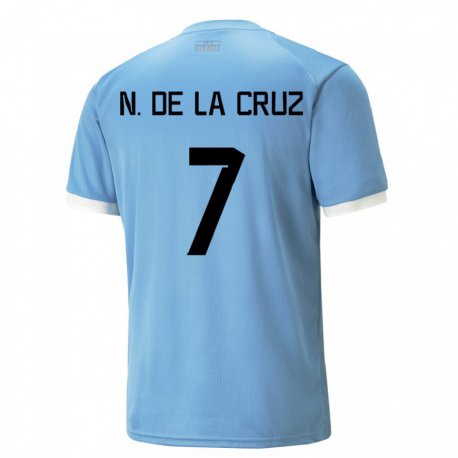 Kandiny Kinder Uruguayische Nicolas De La Cruz #7 Blau Heimtrikot Trikot 22-24 T-shirt Österreich