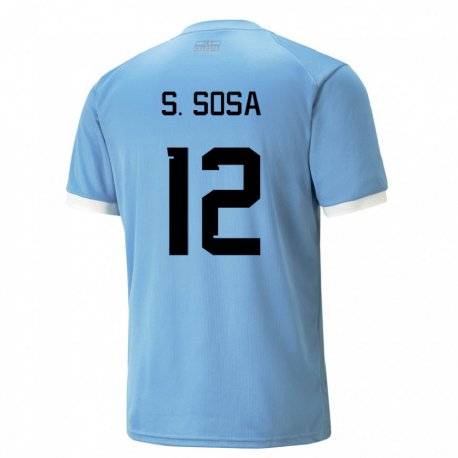 Kandiny Kinderen Uruguayaans Sebastian Sosa #12 Blauw Thuisshirt Thuistenue 22-24 T-shirt