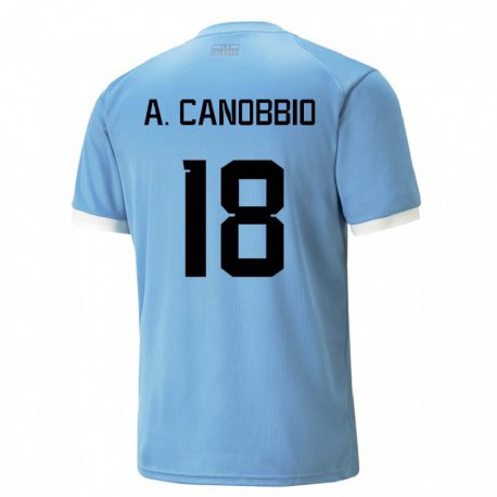 Kandiny Kinderen Uruguayaans Agustin Canobbio #18 Blauw Thuisshirt Thuistenue 22-24 T-shirt