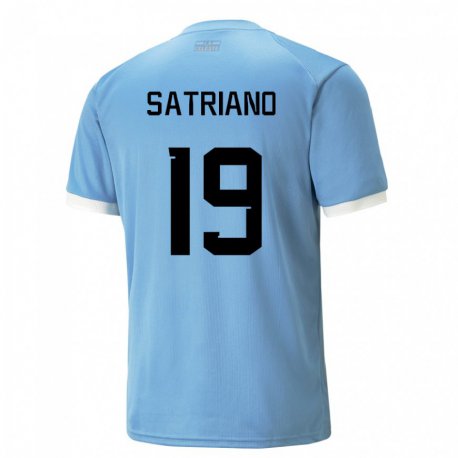 Kandiny Kinderen Uruguayaans Martin Satriano #19 Blauw Thuisshirt Thuistenue 22-24 T-shirt