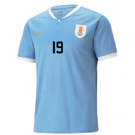 Kandiny Kinderen Uruguayaans Martin Satriano #19 Blauw Thuisshirt Thuistenue 22-24 T-shirt