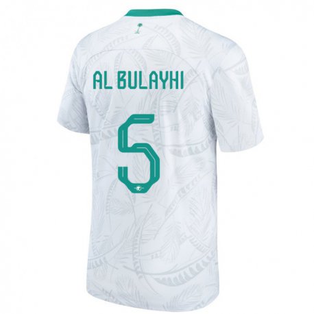 Kandiny Kinderen Saoedi-arabisch Ali Al Bulayhi #5 Wit Thuisshirt Thuistenue 22-24 T-shirt België