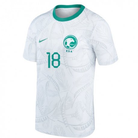 Kandiny Bambino Maglia Arabia Saudita Nawaf Al Abid #18 Bianco Kit Gara Home 22-24 Maglietta