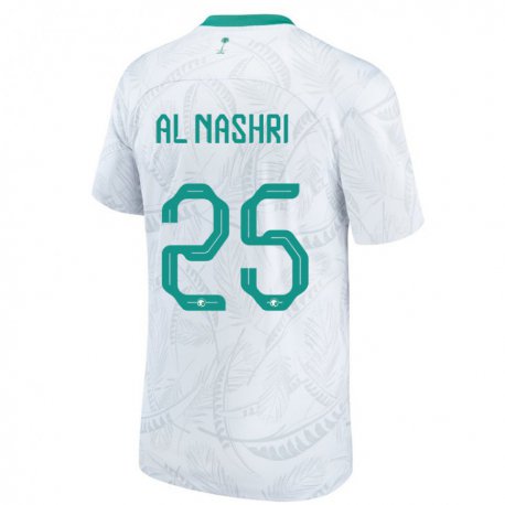 Kandiny Kinderen Saoedi-arabisch Awad Al Nashri #25 Wit Thuisshirt Thuistenue 22-24 T-shirt