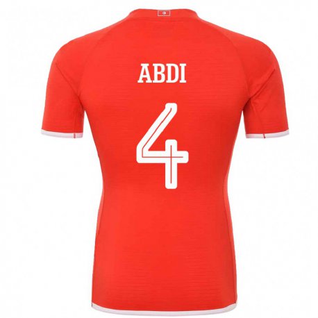 Kandiny Kinderen Tunesisch Ali Abdi #4 Rood Thuisshirt Thuistenue 22-24 T-shirt