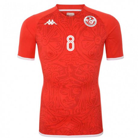 Kandiny Kinderen Tunesisch Saif Eddine Khaoui #8 Rood Thuisshirt Thuistenue 22-24 T-shirt België