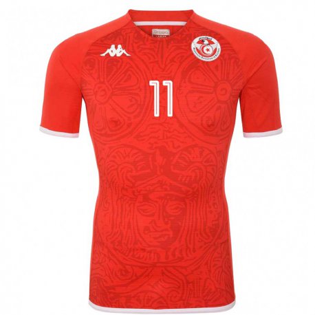 Kandiny Bambino Maglia Tunisia Taha Yassine Khenissi #11 Rosso Kit Gara Home 22-24 Maglietta