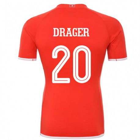 Kandiny Kinderen Tunesisch Mohamed Drager #20 Rood Thuisshirt Thuistenue 22-24 T-shirt België