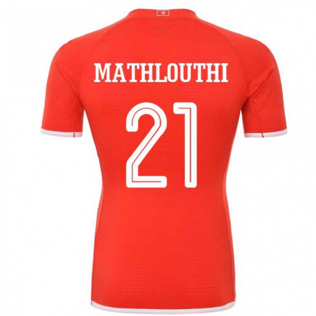 Kandiny Niño Camiseta Túnez Hamza Mathlouthi #21 Rojo 1ª Equipación 22-24 La Camisa México