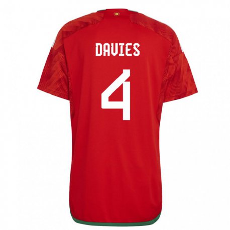 Kandiny Kinderen Welsh Ben Davies #4 Rood Thuisshirt Thuistenue 22-24 T-shirt