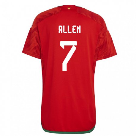 Kandiny Kinder Walisische Joe Allen #7 Rot Heimtrikot Trikot 22-24 T-shirt Österreich