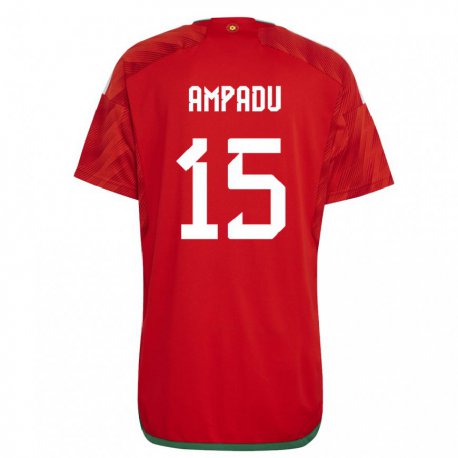 Kandiny Bambino Maglia Galles Ethan Ampadu #15 Rosso Kit Gara Home 22-24 Maglietta