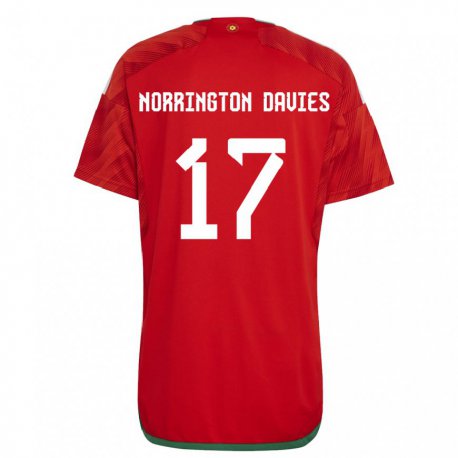 Kandiny Bambino Maglia Galles Rhys Norrington Davies #17 Rosso Kit Gara Home 22-24 Maglietta