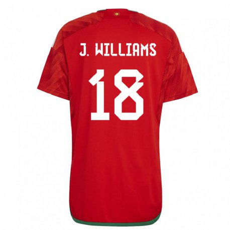 Kandiny Kinderen Welsh Jonathan Williams #18 Rood Thuisshirt Thuistenue 22-24 T-shirt België