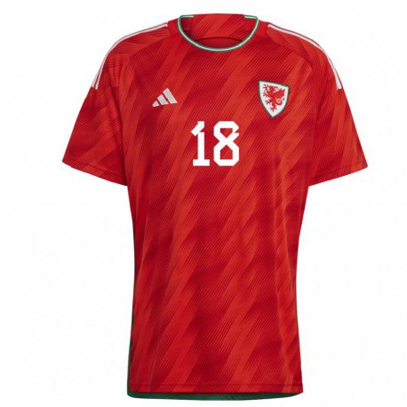 Kandiny Kinderen Welsh Jonathan Williams #18 Rood Thuisshirt Thuistenue 22-24 T-shirt