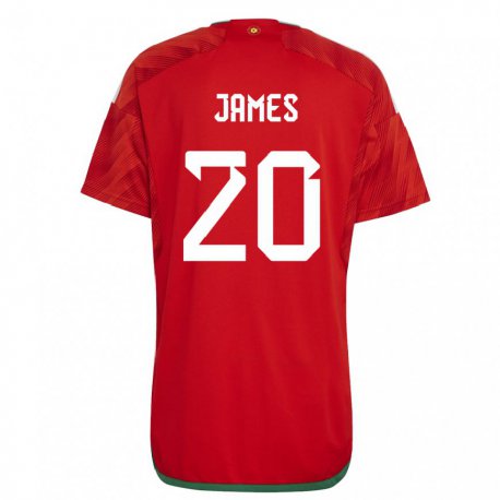 Kandiny Kinderen Welsh Daniel James #20 Rood Thuisshirt Thuistenue 22-24 T-shirt