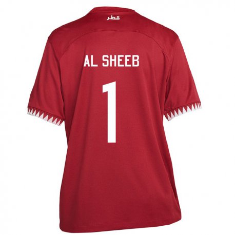 Kandiny Kinderen Qatarees Saad Al Sheeb #1 Kastanjebruin Thuisshirt Thuistenue 22-24 T-shirt