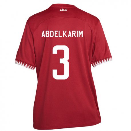 Kandiny Kinderen Qatarees Abdelkarim Hassan #3 Kastanjebruin Thuisshirt Thuistenue 22-24 T-shirt