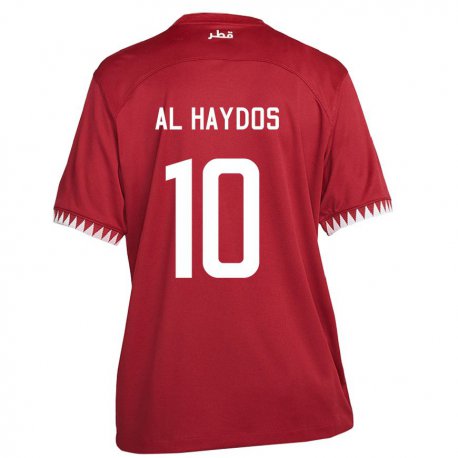 Kandiny Kinderen Qatarees Hasan Al Haydos #10 Kastanjebruin Thuisshirt Thuistenue 22-24 T-shirt