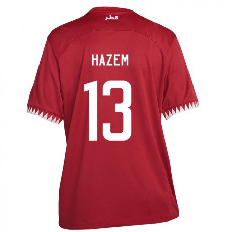 Kandiny Kinderen Qatarees Hazem Shehata #13 Kastanjebruin Thuisshirt Thuistenue 22-24 T-shirt