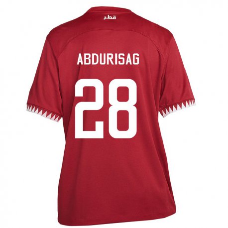 Kandiny Kinderen Qatarees Yusuf Abdurisag #28 Kastanjebruin Thuisshirt Thuistenue 22-24 T-shirt België