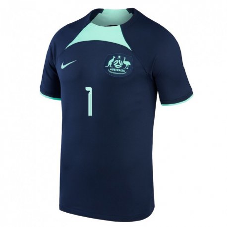 Kandiny Niño Camiseta Australia Mathew Ryan #1 Azul Oscuro 2ª Equipación 22-24 La Camisa