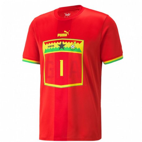 Kandiny Niño Camiseta Ghana Richard Ofori #1 Rojo 2ª Equipación 22-24 La Camisa