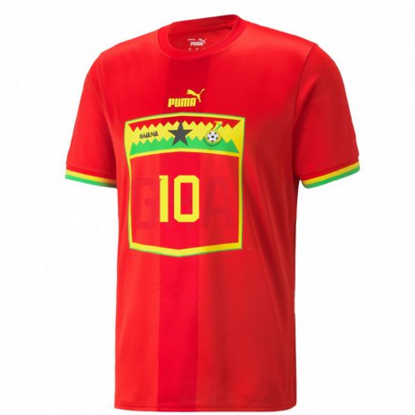 Kandiny Niño Camiseta Ghana Andre Ayew #10 Rojo 2ª Equipación 22-24 La Camisa