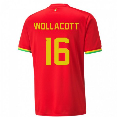 Kandiny Niño Camiseta Ghana Joe Wollacott #16 Rojo 2ª Equipación 22-24 La Camisa